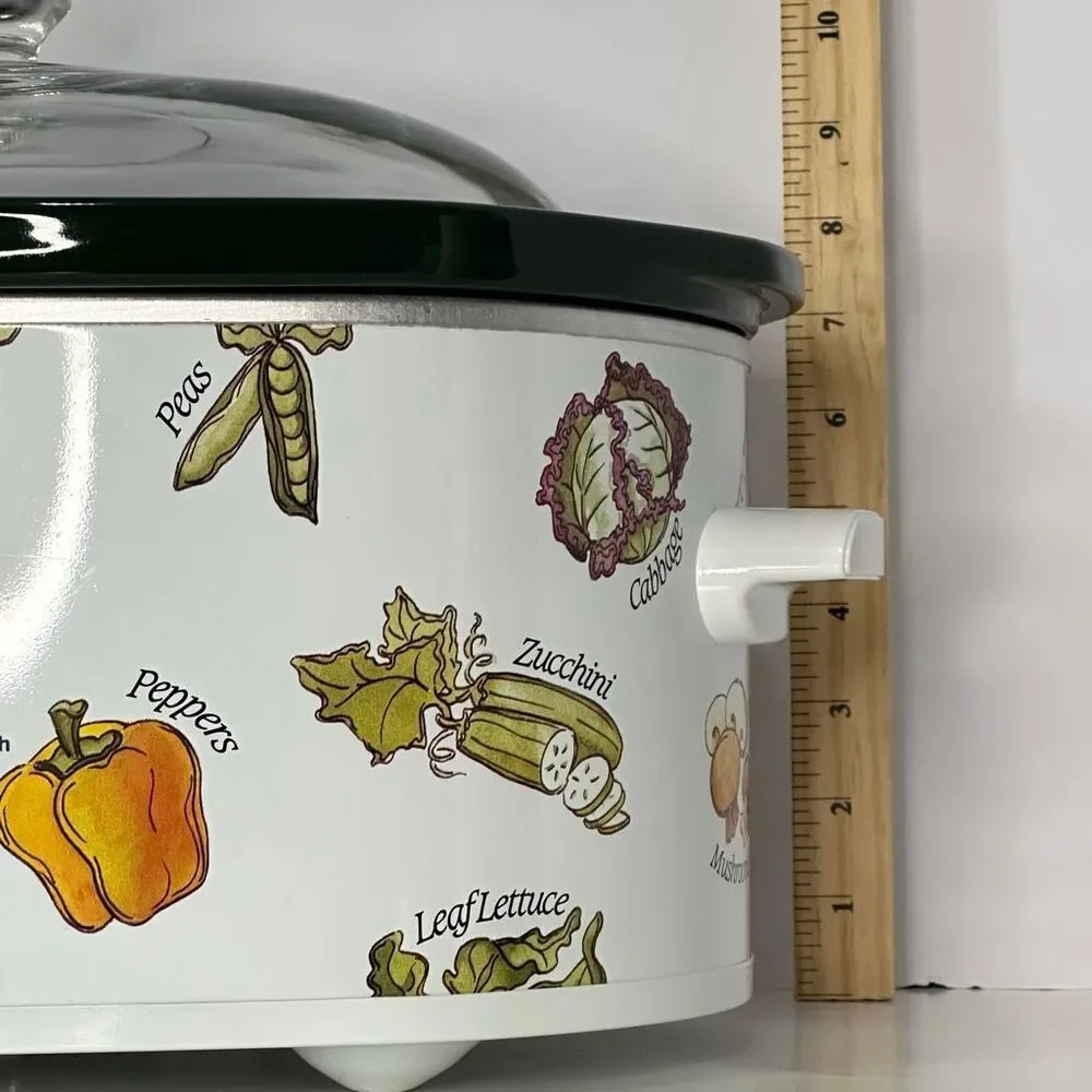 Vintage Rival Crockpot Stoneware Slow cooker Oval Vegetable Design Model 3755 5.